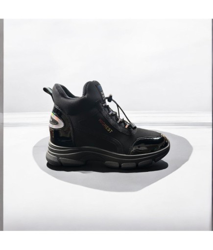 Siyah  Içten Gizli Dolgu Topuk Günlük  Sneaker Spor Bot Ayakkabı Guja03
