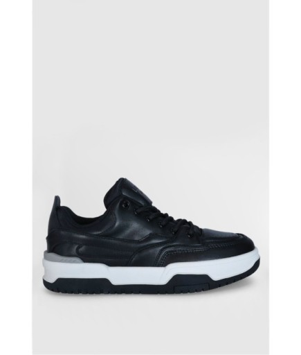 Lufian Mark Erkek Deri Sneaker Ayakkabı Siyah